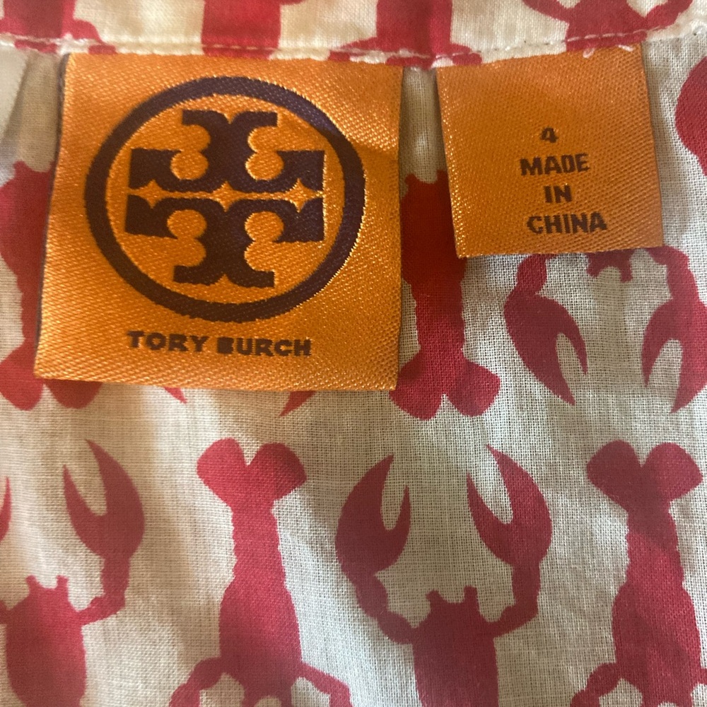 Tory Burch Red and White Lobster Print Top